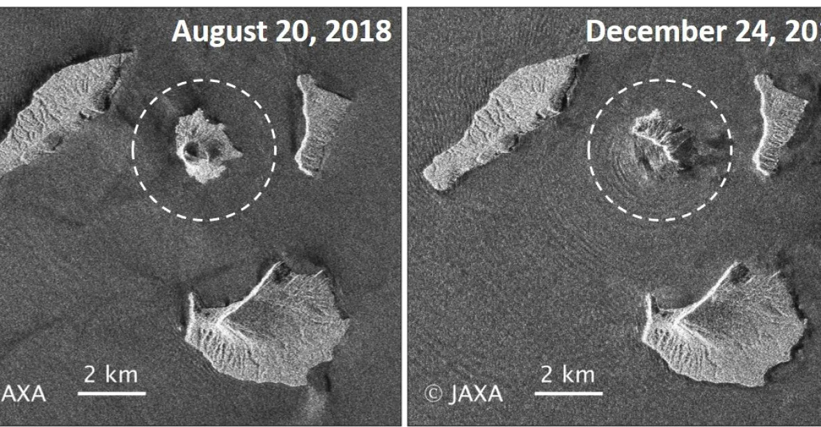Smrtící sopka Anak Krakatoa přišla o dvě třetiny výšky a objemu