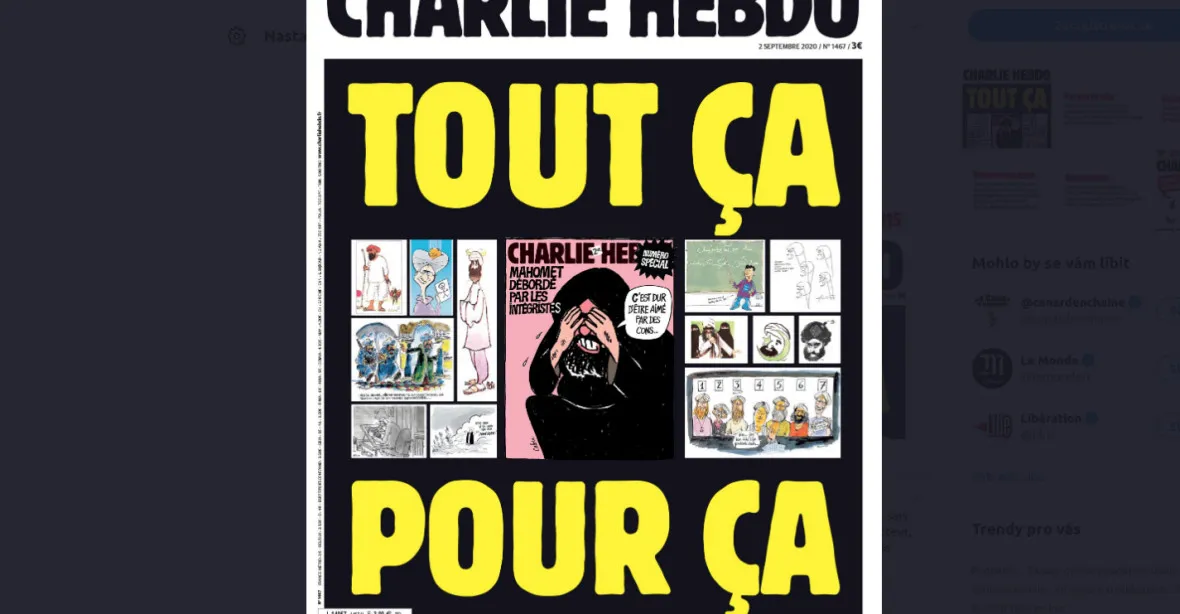 „Nikdy si nedáme pokoj.“ Časopis Charlie Hebdo znovu otiskl karikatury Mohameda
