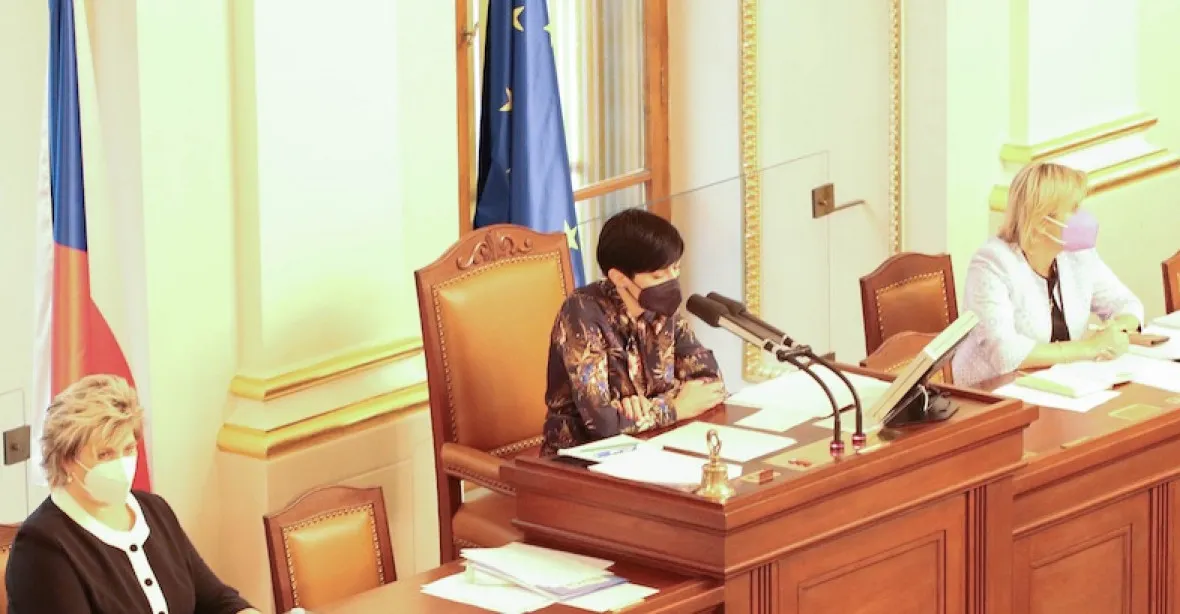 Pekarová si prosadila ve sněmovně novou výzdobu. Visí za ní vlajka EU