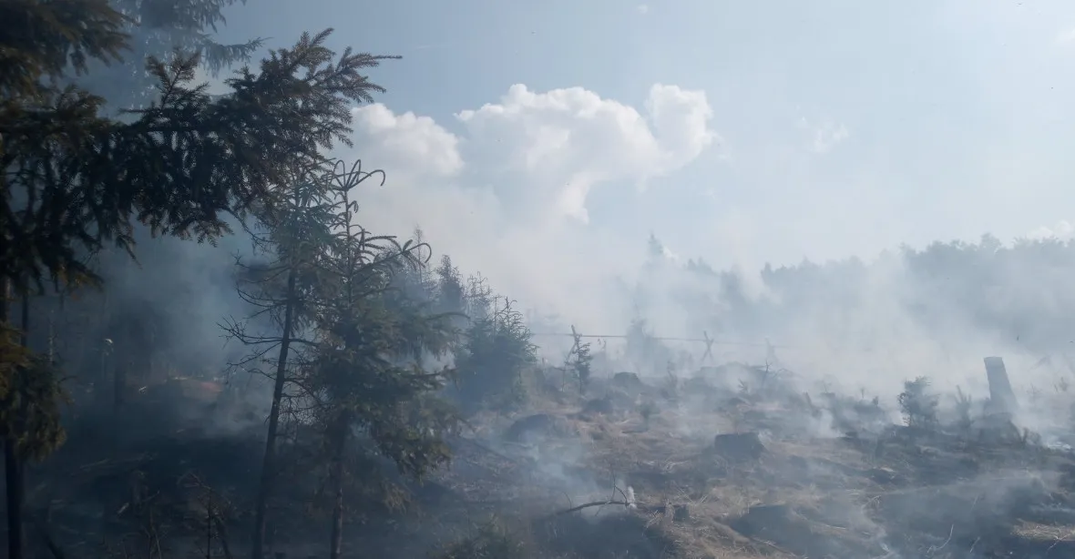 Na Jičínsku hoří les, povolán byl i vrtulník s bambivakem. Zashahuje 16 jednotek hasičů