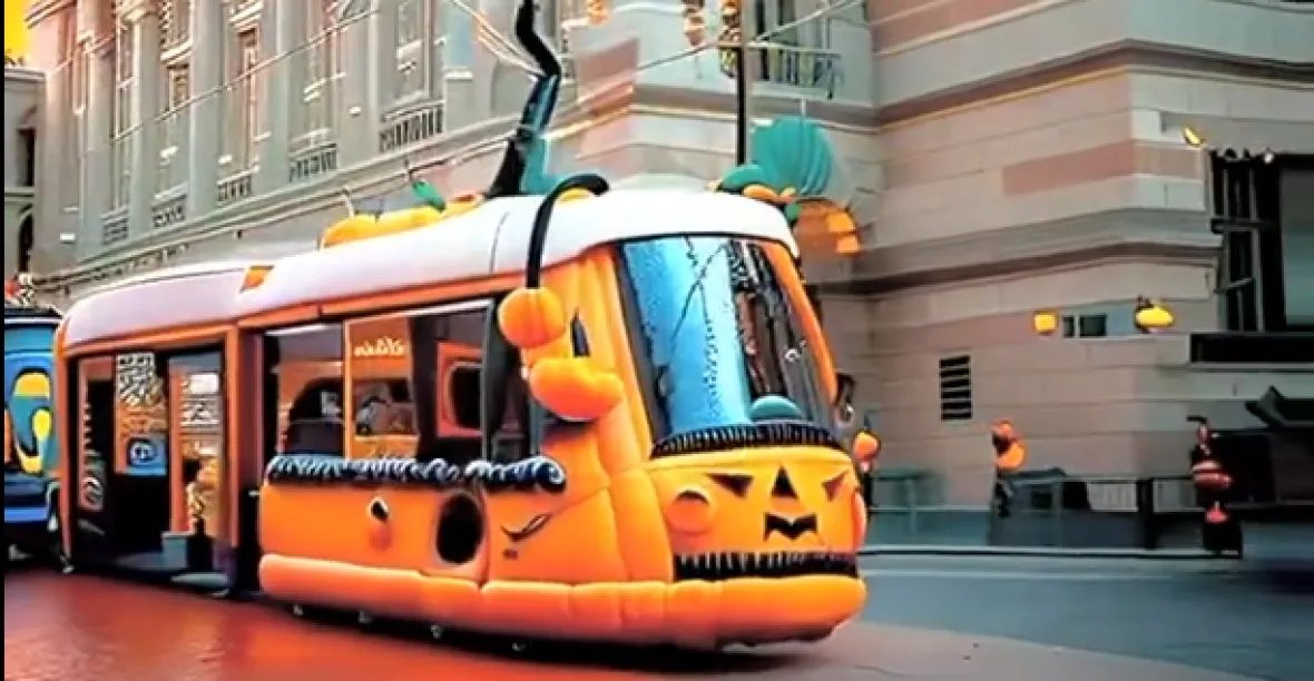 VIDEO: Pražské tramvaje v halloweenském přestrojení. Podívejte se